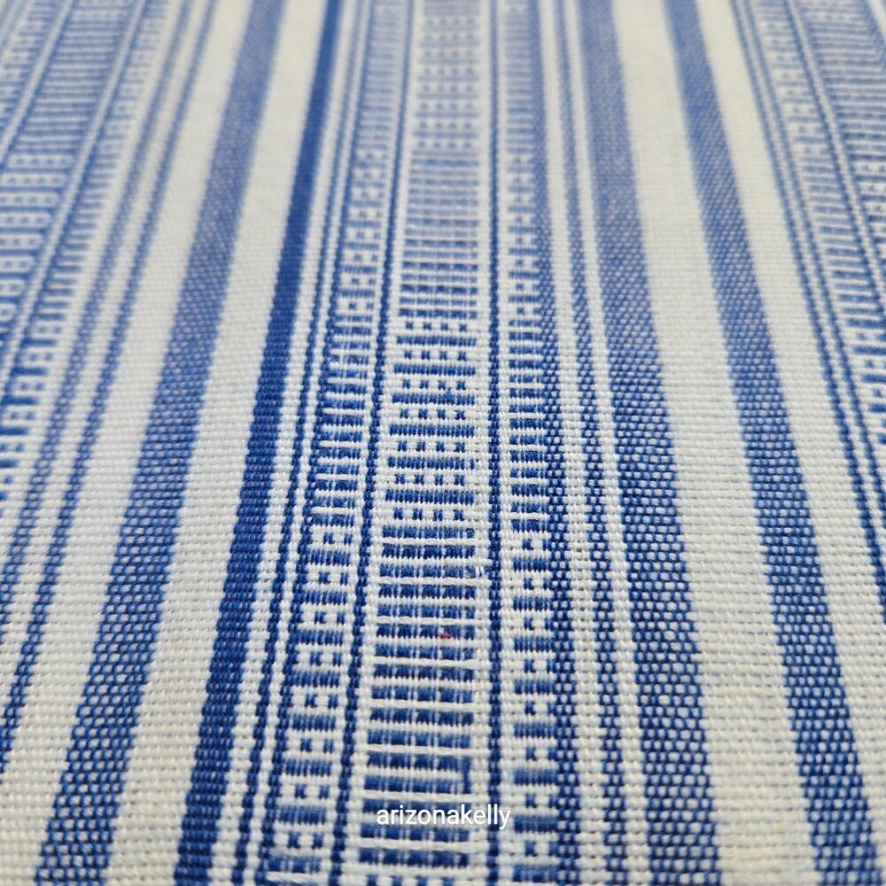 Cotton Linen Woven Scarf Blue & White - Picture 11 of 14